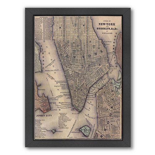 Americanflat Lower Manhattan Map Framed Wall Art