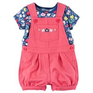 Baby Girl Carter's Floral Tee & French Terry Shortalls Set