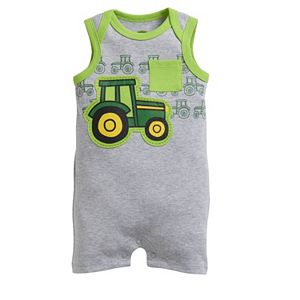 Baby Boy John Deere Tractor Applique Romper