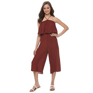 Juniors' Speechless Popover Gaucho Jumpsuit