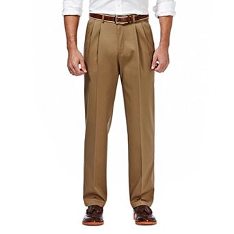 Men’s Haggar® Premium No-Iron Khaki Stretch Classic-Fit Pleated Expandable Waist Pants