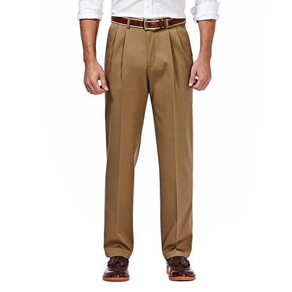 Men’s Haggar® Premium No-Iron Khaki Stretch Classic-Fit Pleated Expandable  Waist Pants