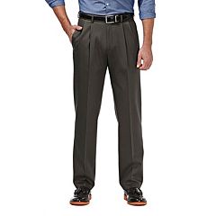 Mens Grey Elastic Waist Dress Pants - Bottoms, Clothing