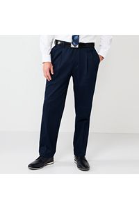 Image of Haggar Men's Premium No Iron Khaki Classic Fit Pleat Hidden Expandable Waist Pants