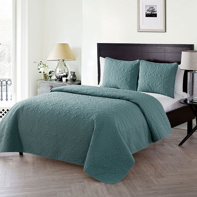 VCNY Home Caroline Embossed Quilt Set, Green, Twin