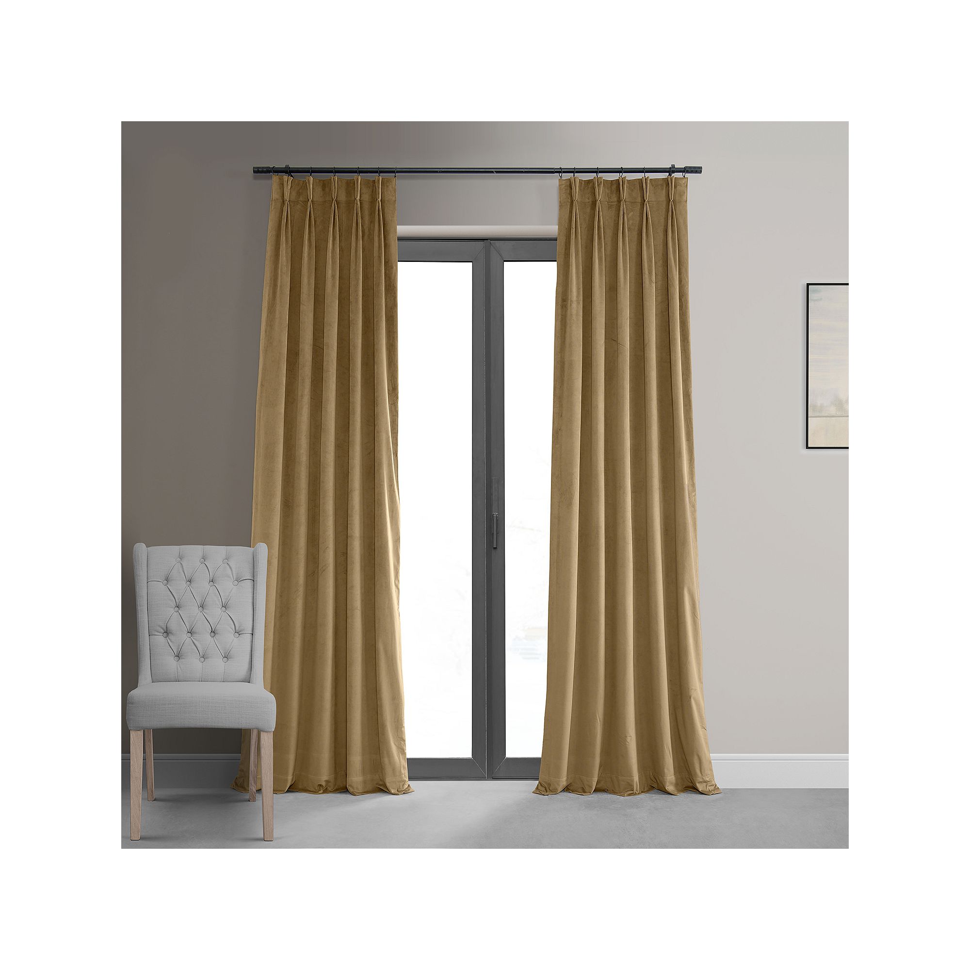 EFF Signature Velvet Blackout Window Curtain Panel, Amber Gold