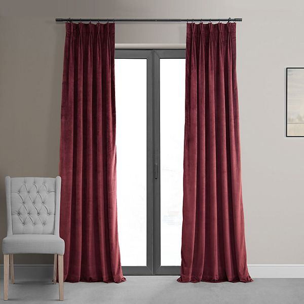 EFF Blackout 1-Panel Velvet Window Curtain - Burgundy (25X96)