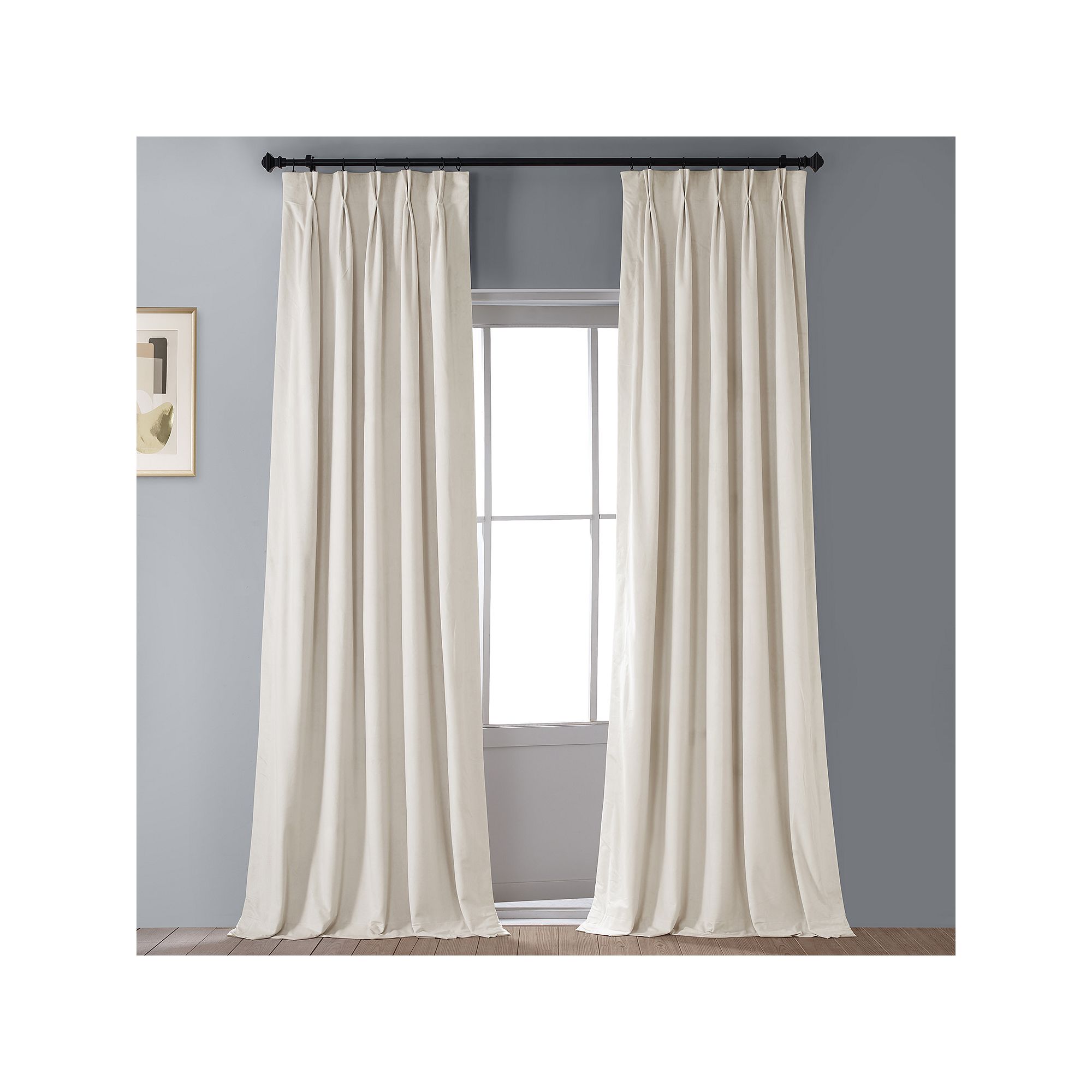 EFF Signature Velvet Blackout Window Curtain Panel, Ivory