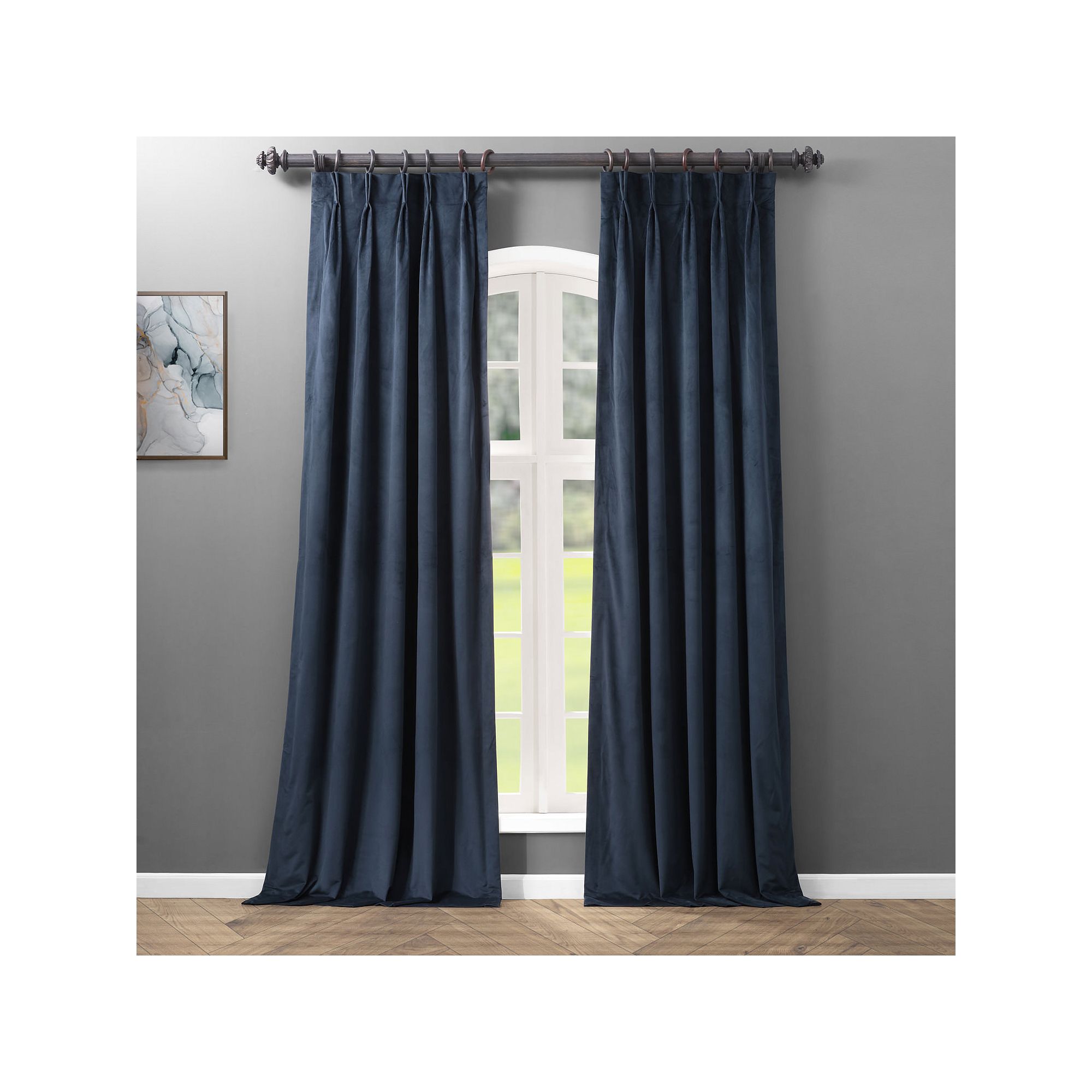 EFF Signature Velvet Blackout Window Curtain Panel, Black Blue