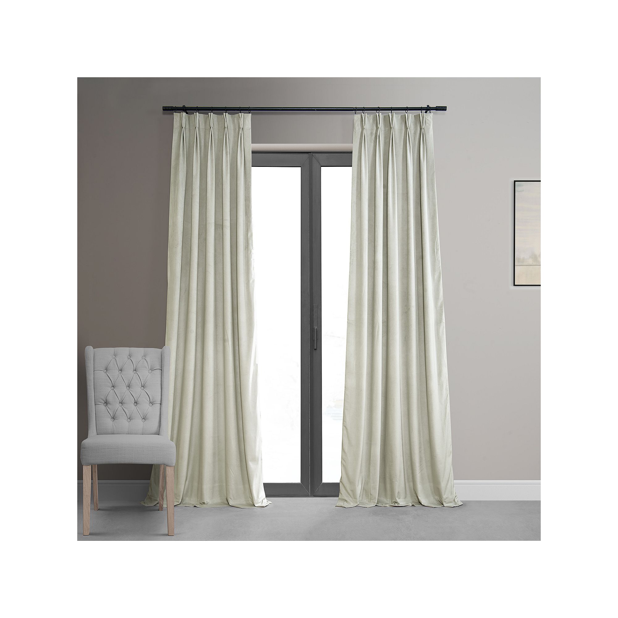 EFF Signature Velvet Blackout Window Curtain Panel, Off White