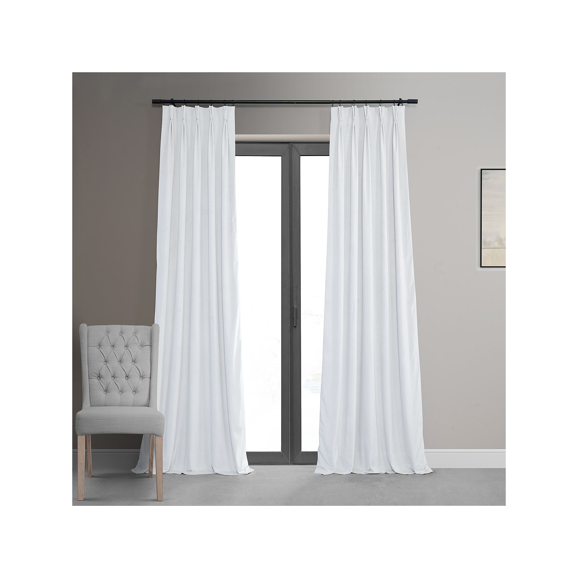 EFF Signature Velvet Blackout Window Curtain Panel, Primary White