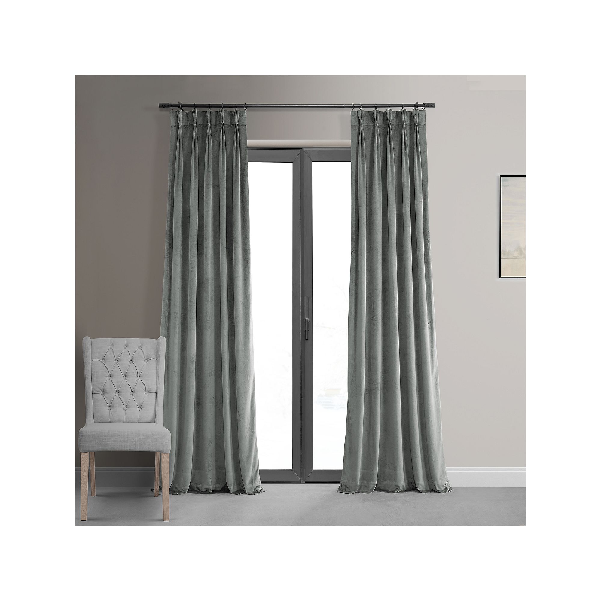 EFF Signature Velvet Blackout Window Curtain Panel, Silver Gray