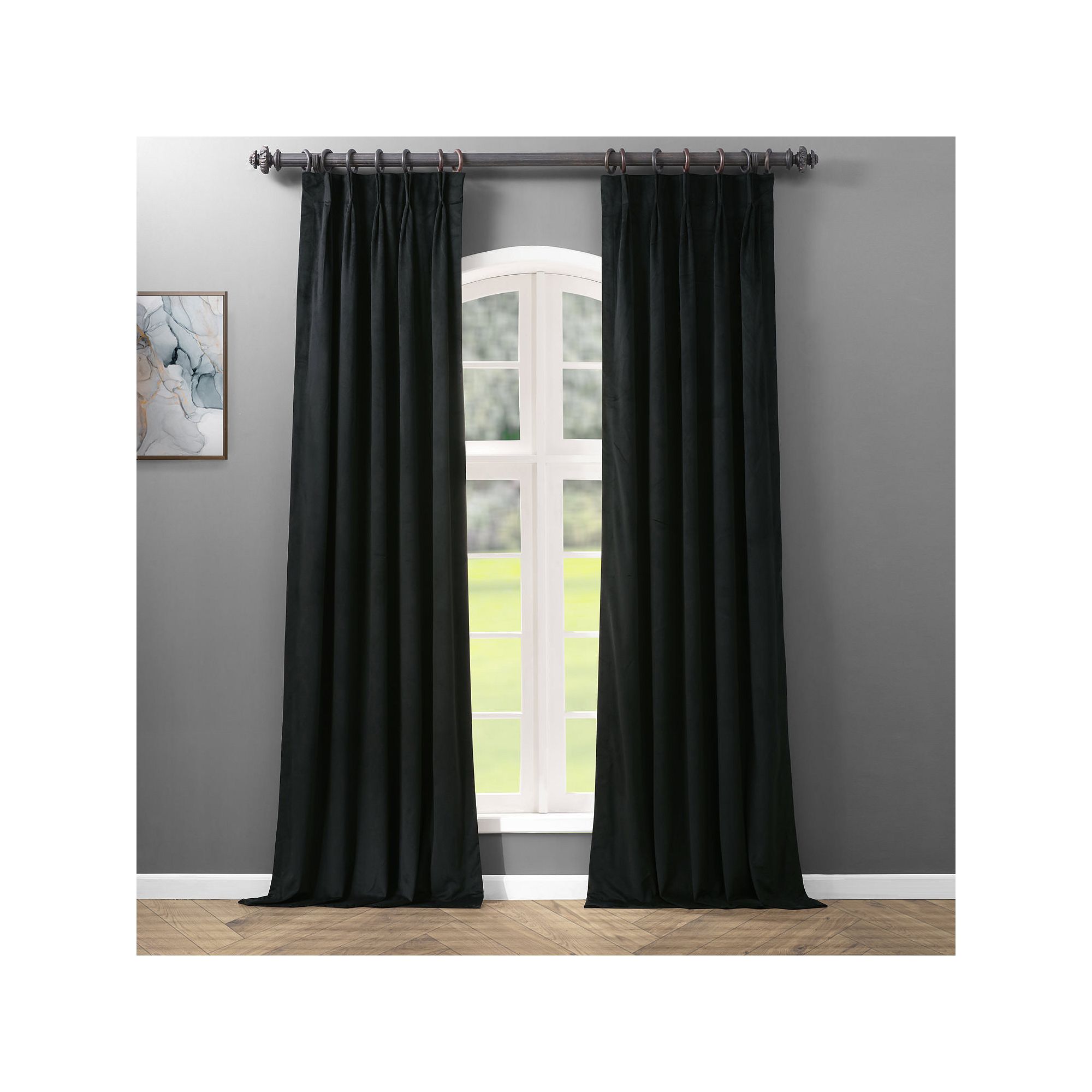 EFF Signature Velvet Blackout Window Curtain Panel, Warm Black