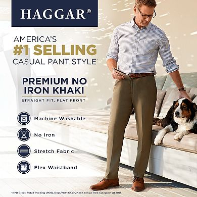 Men’s Haggar® Premium No-Iron Khaki Super Flex Waist Straight-Fit ...