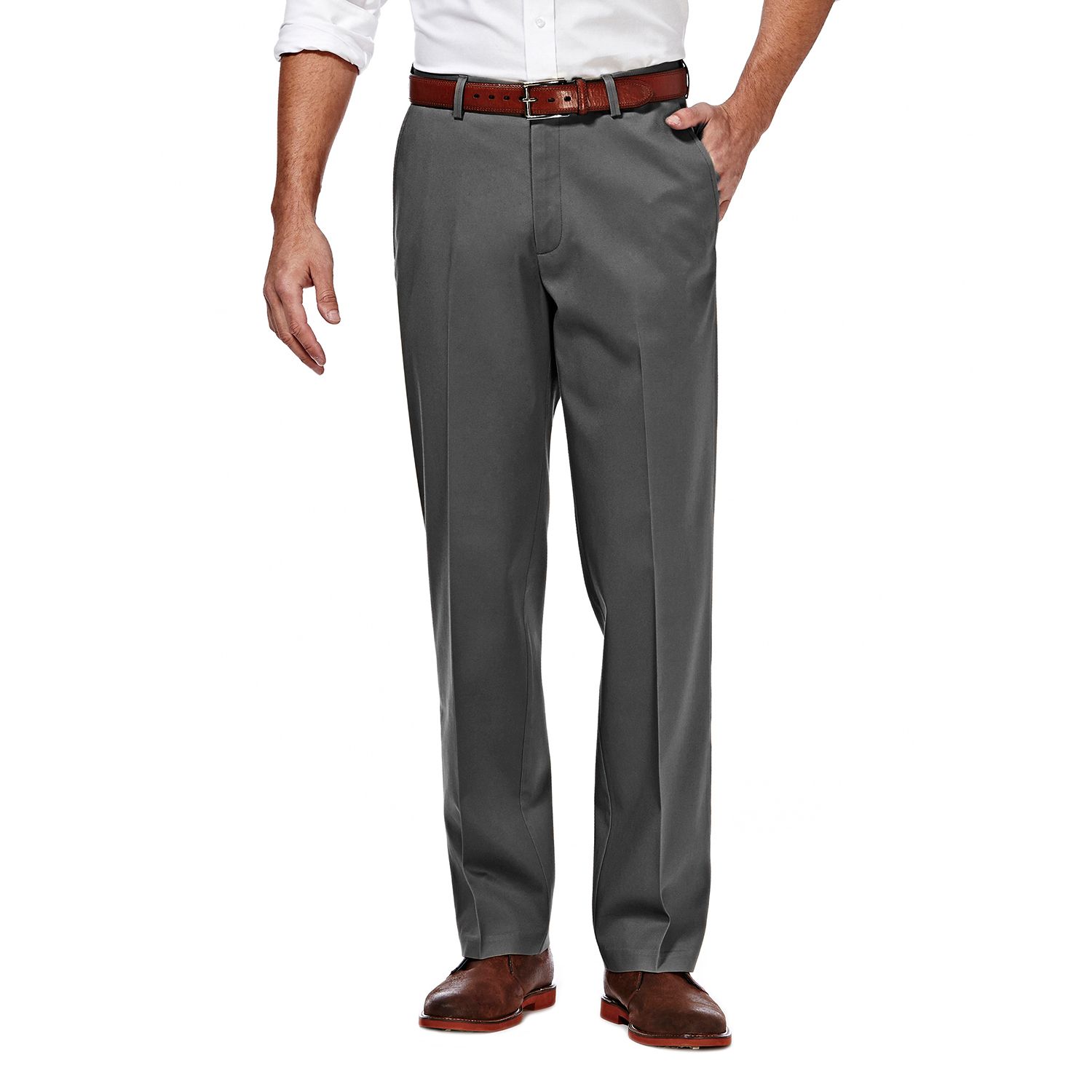 Haggar Heren Werk naar Weekend Geen Iron Twill Plooi Front Pant-Regular en Big & Tall Maten, kaki, 36W x 31L
