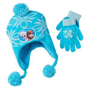 Disney's Frozen Anna & Elsa Girls Hat & Gloves Set