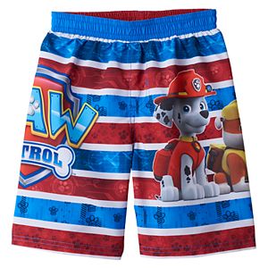 Toddler Boy Paw Patrol Chase, Marshall & Rubble Striped Swim Trunks