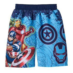 Toddler Boy Marvel Avengers Captain America, Iron Man & Hulk Swim Trunks