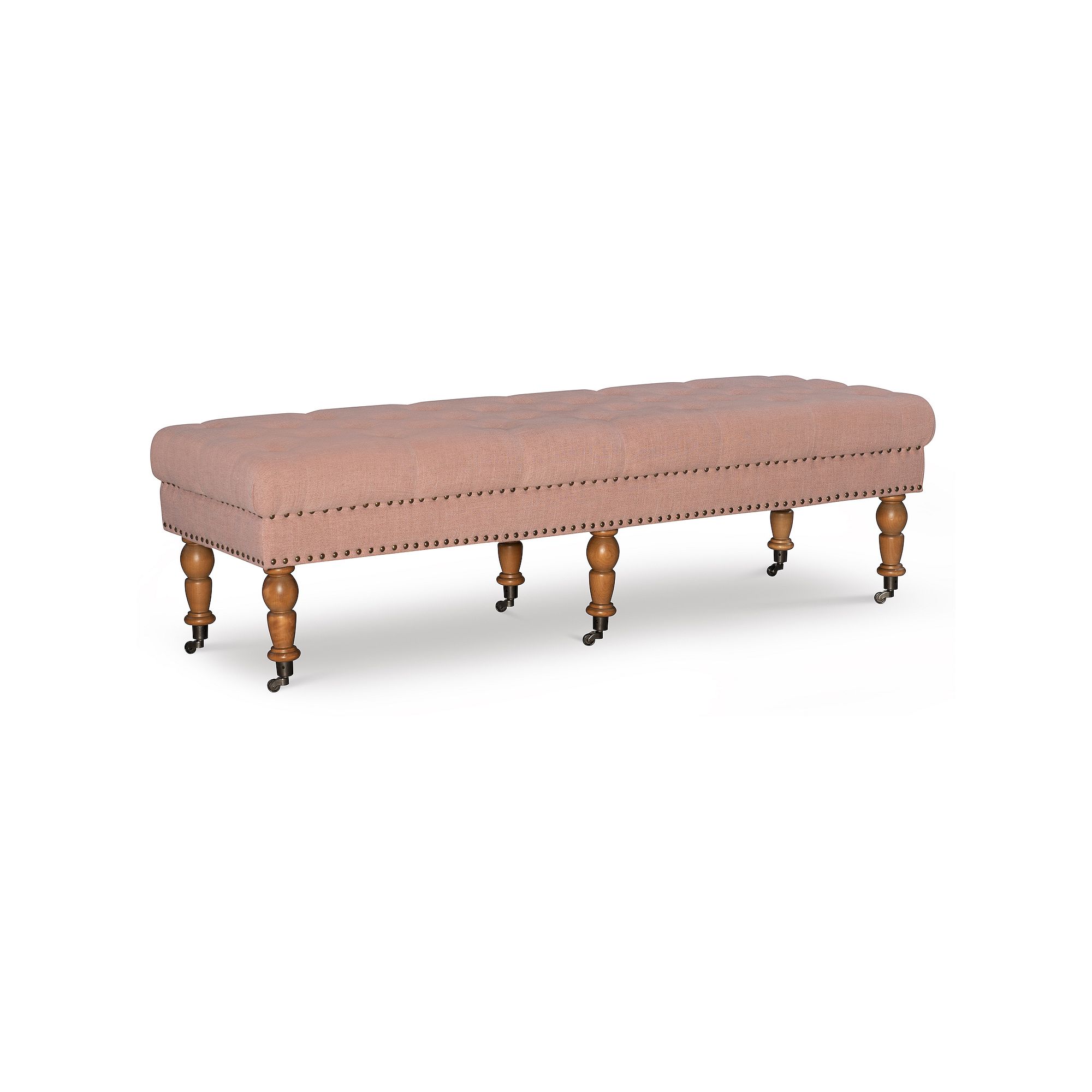 Linon Isabelle Tufted Ottoman Bench, Pink