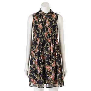 Juniors' Lily Rose Floral Mockneck Dress