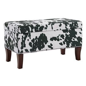 Linon Faux Cow Storage Ottoman Bench