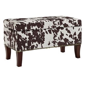 Linon Faux Cow Storage Ottoman Bench