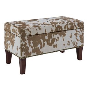 Linon Faux Cow Storage Ottoman Bench