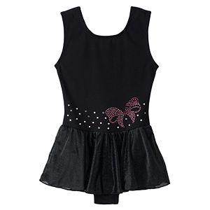 Girls 4-14 Jacques Moret Bow Rhinestud Skirtall Leotard