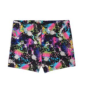 Girls 4-14 Jacques Moret Foil Splash Gym Micro Shorts