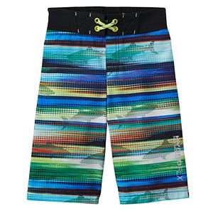 Boys 4-7 Free Country Stripe Shark Print Swim Trunks