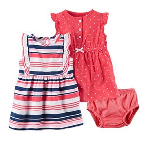 Baby Girl Carter's Polka-Dot Henley & Ruffle Dress Set
