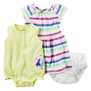 Baby Girl Carter's Sunsuit, Dress & Bloomers Set