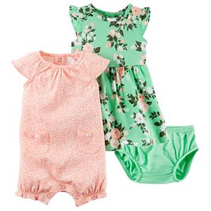 Baby Girl Carter's Dress & Floral Sunsuit Set
