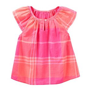 Toddler Girl OshKosh B'gosh® Plaid Cap Sleeve Blouse Top