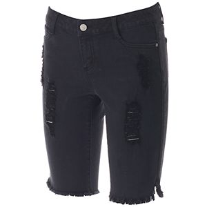 Juniors' Candie's® Ripped Denim Bermuda Shorts
