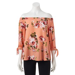 Juniors' My Michelle Off The Shoulder Woven Top