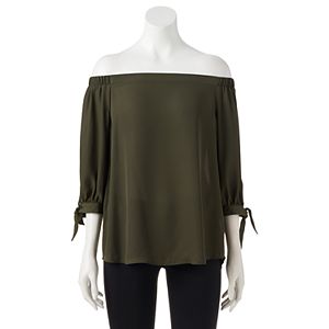 Juniors' My Michelle Off The Shoulder Woven Top