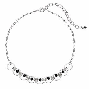 Black Bead Orbital Circle Link Choker Necklace