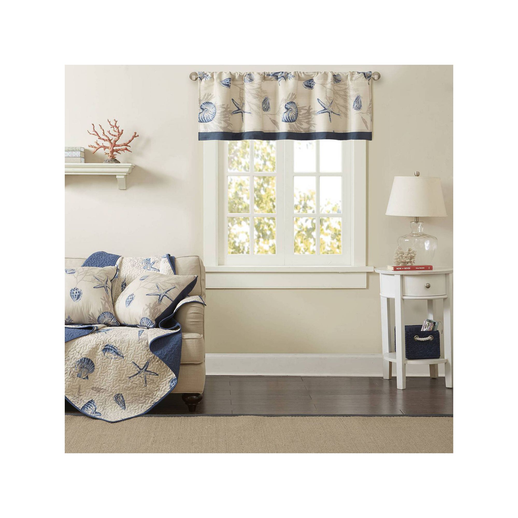Madison Park Nantucket Printed Coastal Window Valance, Blue
