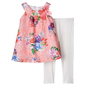 Toddler Girl Lavender by Us Angels A-Line Floral Dress & Leggings Set