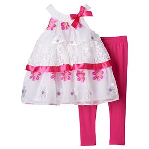 Toddler Girl Lavender by Us Angels Mixed Tiered A-Line Dress & Leggings Set