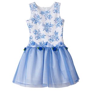 Toddler Girl Lavender by Us Angels Drop Waist Rosette Dress