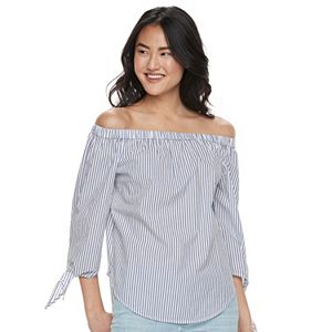 Juniors' SO® Poplin Off The Shoulder Top