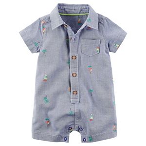 Baby Boy Carter's Schiffli Sailboat Button-Front Romper