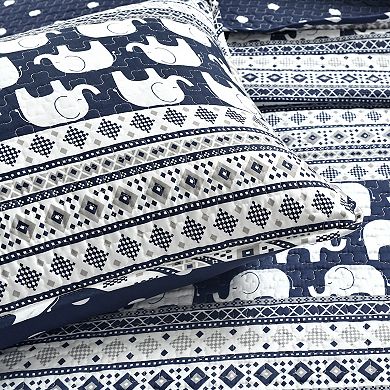 Lush Decor Elephant Stripe Quilt Set