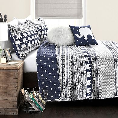 Lush Decor Elephant Stripe Quilt Set