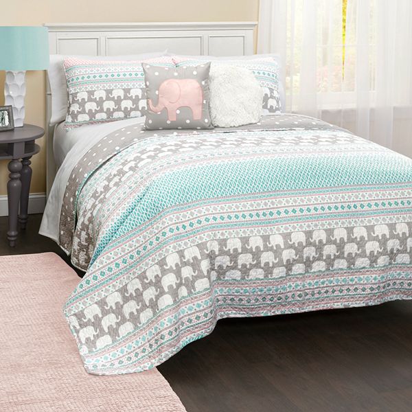 Lush Decor Elephant Stripe Quilt Set