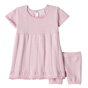 Baby Girl Cuddl Duds Pointelle Knit Dress & Knit Bloomer Set