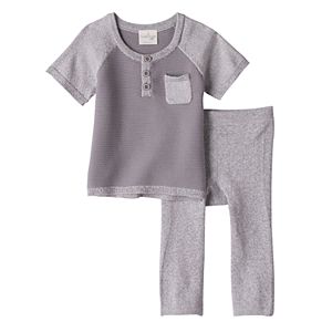 Baby Boy Cuddl Duds Knit Ribbed Henley Top & Pants Set