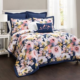 Lush Decor Floral Watercolor 7 pc Comforter Set